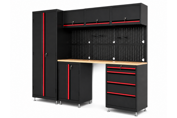 Zestaw mebli warsztatowych AXTON V 260 cm – garaż, warsztat, serwis | czarny